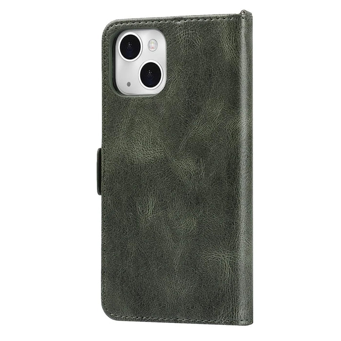 Scratch Resistant RFID Blocking Flip Phone Case Magnetic Closure Wallet Phone Cover Shell for iPhone 13 6.1 inch - Green - 3