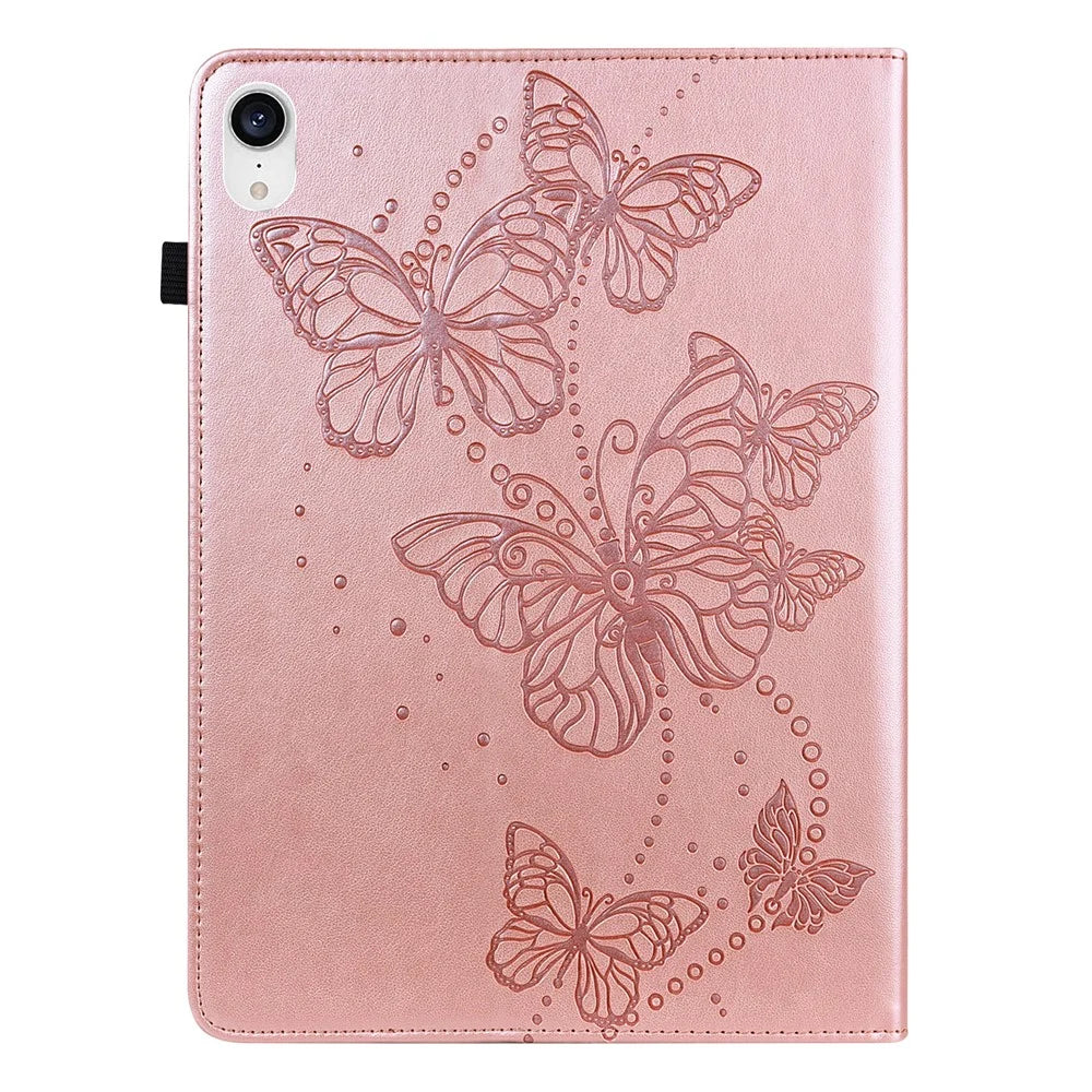 Imprinting Butterflies Auto Wake / Sleep Stand Tablet Cover Leather Case with Card Holder for iPad mini (2024) / mini (2021) - Rose Gold - 2