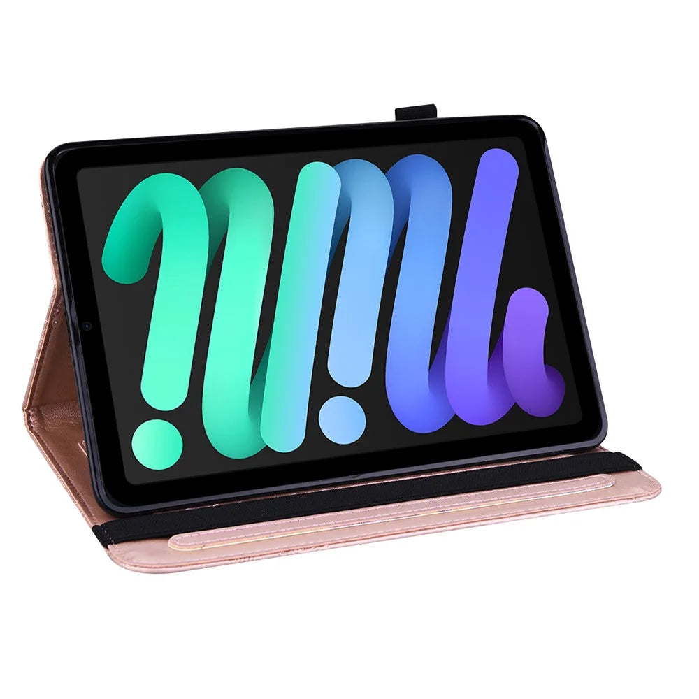 Imprinting Butterflies Auto Wake / Sleep Stand Tablet Cover Leather Case with Card Holder for iPad mini (2024) / mini (2021) - Rose Gold - 4
