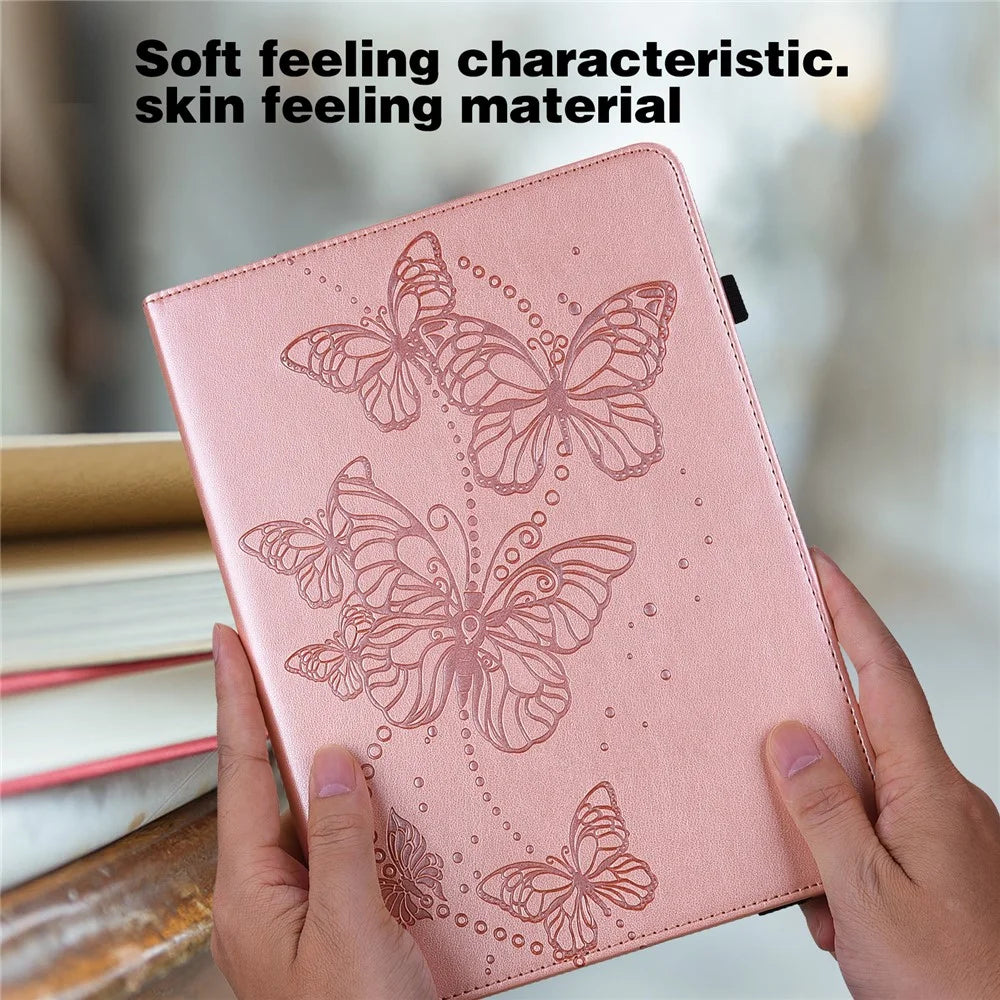 Imprinting Butterflies Auto Wake / Sleep Stand Tablet Cover Leather Case with Card Holder for iPad mini (2024) / mini (2021) - Rose Gold - 7