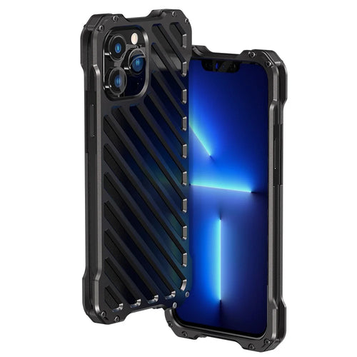 R-JUST RJ-50 Hollow Design Scratch-proof Frame Aluminum Alloy Metal Phone Shell with Lens Protector for iPhone 13 Pro 6.1 inch - 1