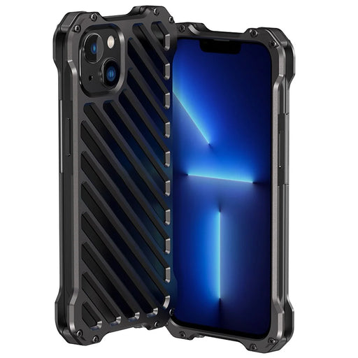 R-JUST RJ-50 Hollow Design Aluminum Armor Full-Body Protection Metal Case with Lens Protector for iPhone 13 6.1 inch - 1