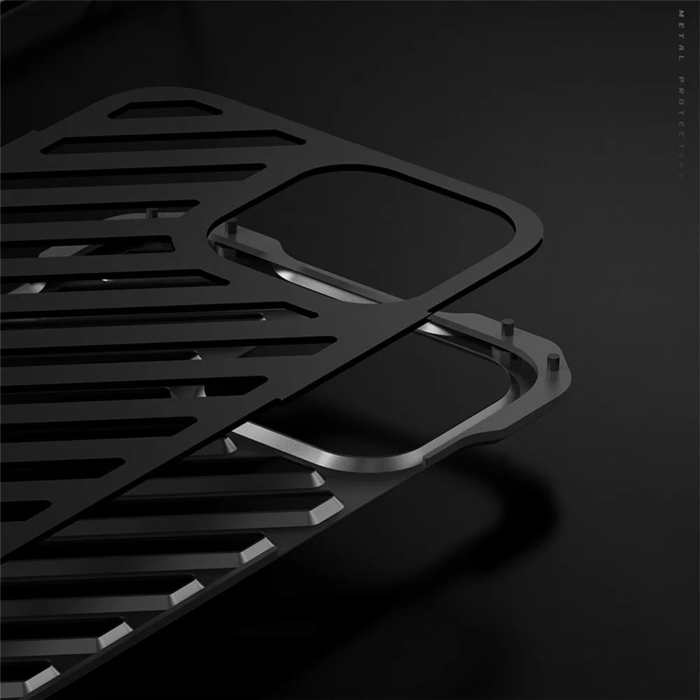R-JUST RJ-50 Anti-Fall Shockproof Armor Aluminum Alloy Bumper Hollow Protective Metal Case with Lens Protector for iPhone 13 Pro Max 6.7 inch - 5