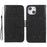 Imprinting Mandala Flower PU Leather Phone Stand Cover Wallet Case with Strap for iPhone 14 / 13 - Black - 1