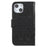 Imprinting Mandala Flower PU Leather Phone Stand Cover Wallet Case with Strap for iPhone 14 / 13 - Black - 3