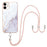Case with Shoulder Strap IMD IML Flower Pattern TPU Back Cover for iPhone 12 / 12 Pro 6.1 inch - White 006 - 1