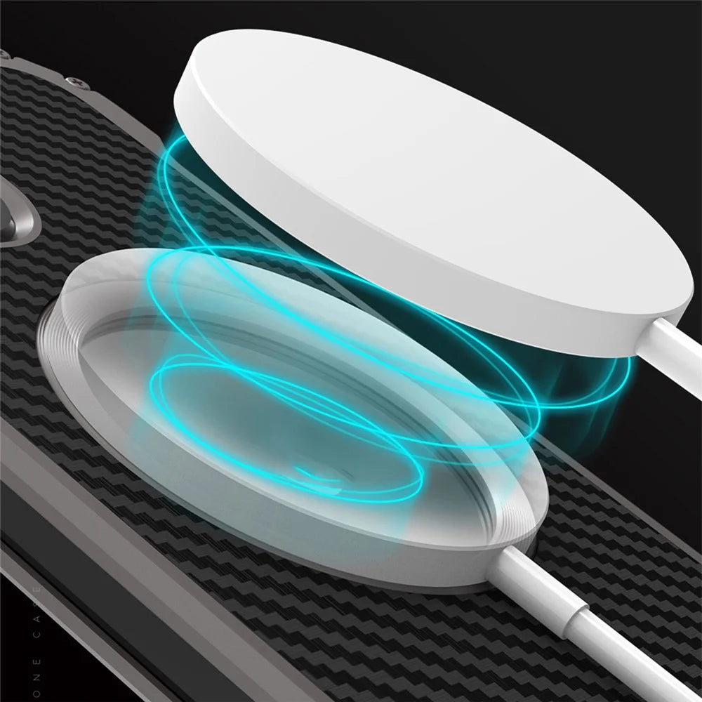 R-JUST Back Hollow Heat Dissipation Drop-Resistant Carbon Fiber PC + Aluminum Alloy Phone Case for iPhone 13 Pro Max 6.7 inch - Grey - 3