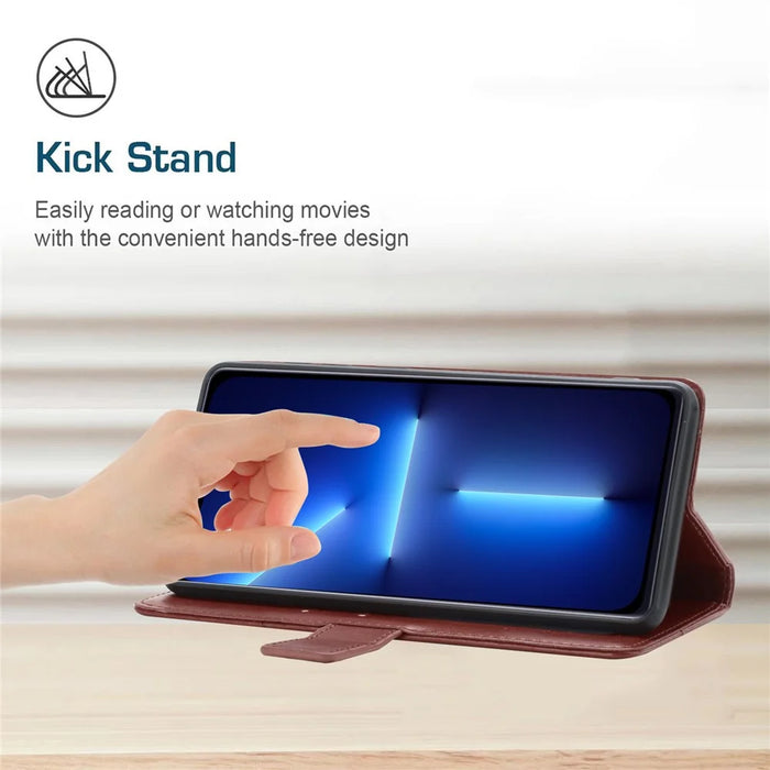 Y-shaped Line Imprinted Full Protection Leather Phone Case Stand Wallet Cover with Strap for iPhone 13 Pro Max 6.7 inch - Wine Red - 2