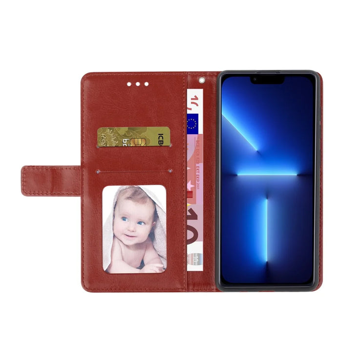 Y-shaped Line Imprinted Full Protection Leather Phone Case Stand Wallet Cover with Strap for iPhone 13 Pro Max 6.7 inch - Wine Red - 4