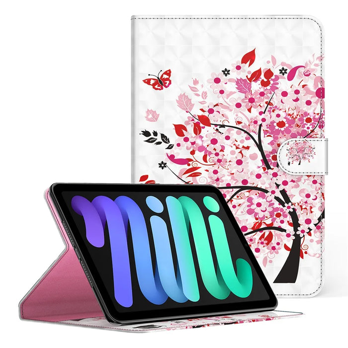 Pattern Printing Full Protection PU Leather Wallet Stand Tablet Case Cover for iPad mini (2024) / mini (2021) - Wish Tree - 1