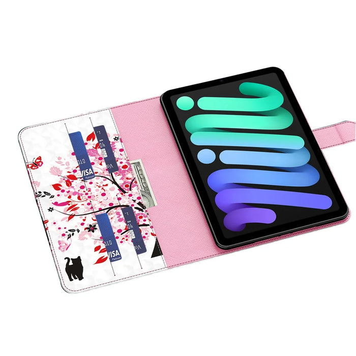 Pattern Printing Full Protection PU Leather Wallet Stand Tablet Case Cover for iPad mini (2024) / mini (2021) - Wish Tree - 5