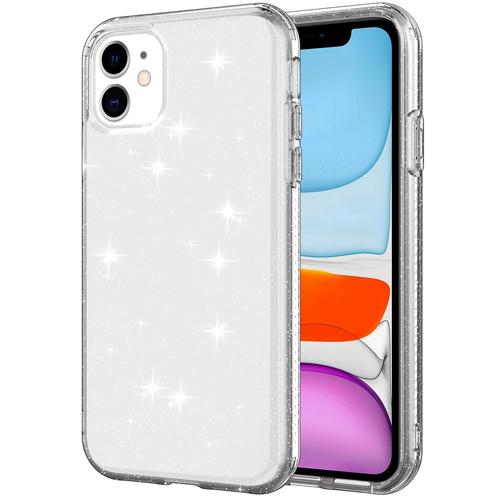 GW18 Clear Glitter Sparkly Light Anti-Drop Shockproof Soft TPU Case Cover for iPhone 11 6.1 inch - Transparent - 1