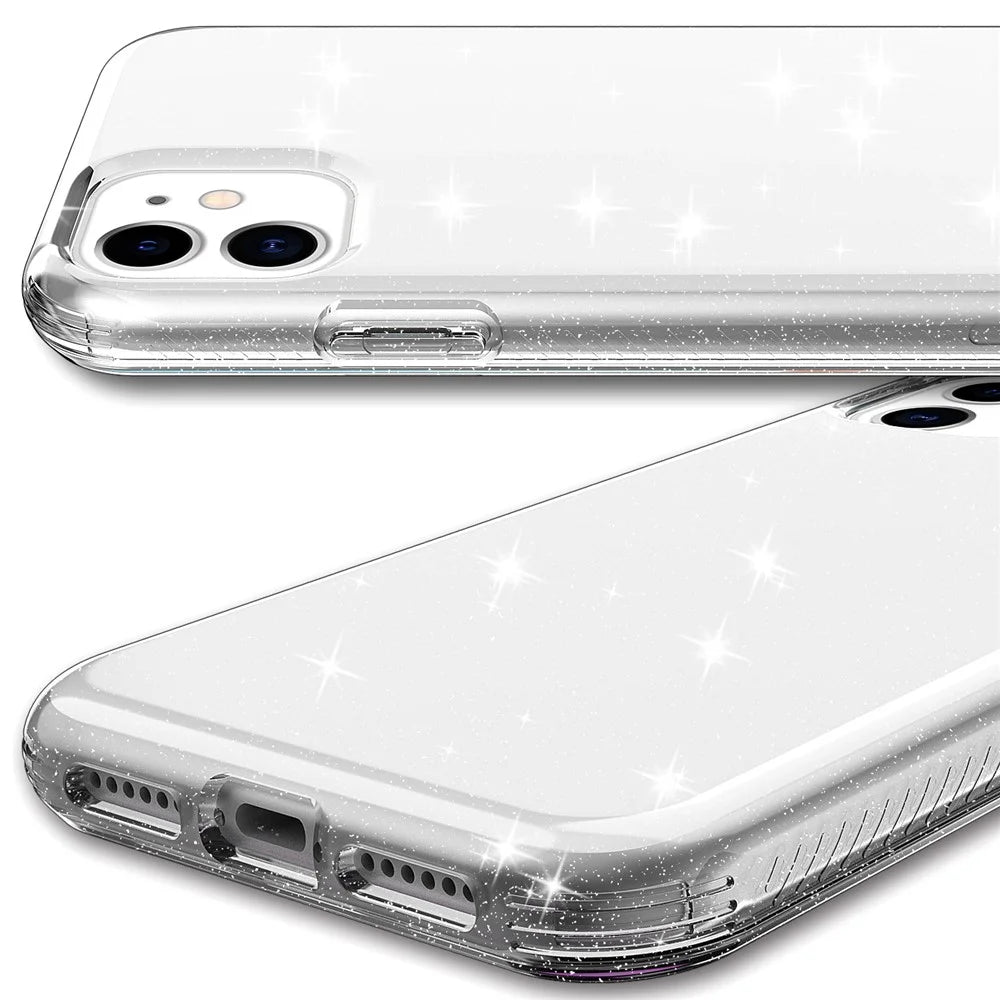 GW18 Clear Glitter Sparkly Light Anti-Drop Shockproof Soft TPU Case Cover for iPhone 11 6.1 inch - Transparent - 3