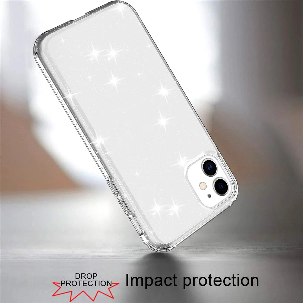 GW18 Clear Glitter Sparkly Light Anti-Drop Shockproof Soft TPU Case Cover for iPhone 11 6.1 inch - Transparent - 4