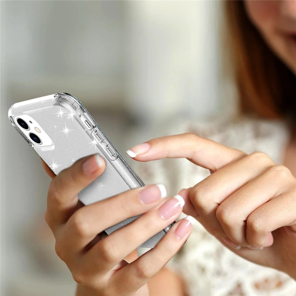 GW18 Clear Glitter Sparkly Light Anti-Drop Shockproof Soft TPU Case Cover for iPhone 11 6.1 inch - Transparent - 5