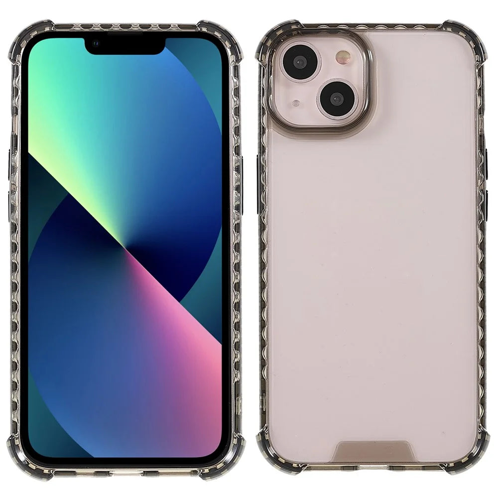 Drop-Resistant Glossy Crystal Clear Acrylic + TPU Phone Cover Case for iPhone 13 6.1 inch - Black - 1