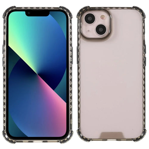 Drop-Resistant Glossy Crystal Clear Acrylic + TPU Phone Cover Case for iPhone 13 6.1 inch - Black - 1
