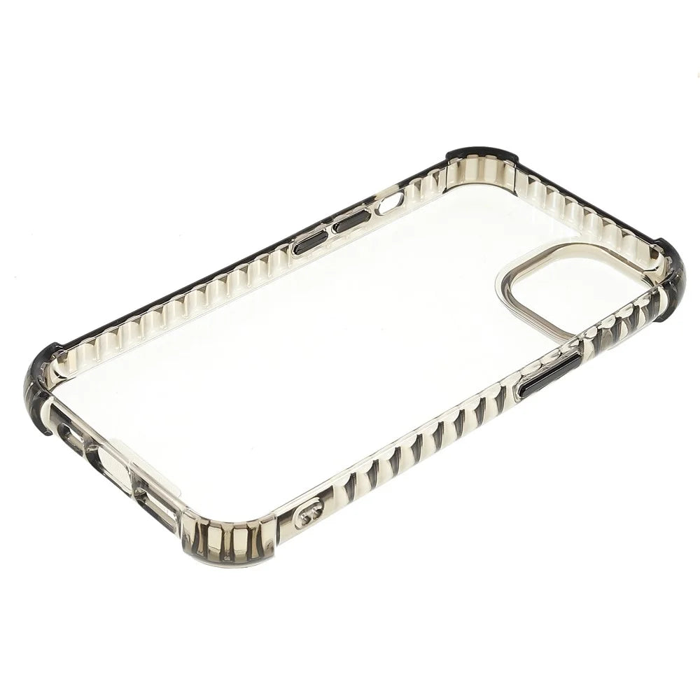 Drop-Resistant Glossy Crystal Clear Acrylic + TPU Phone Cover Case for iPhone 13 6.1 inch - Black - 7