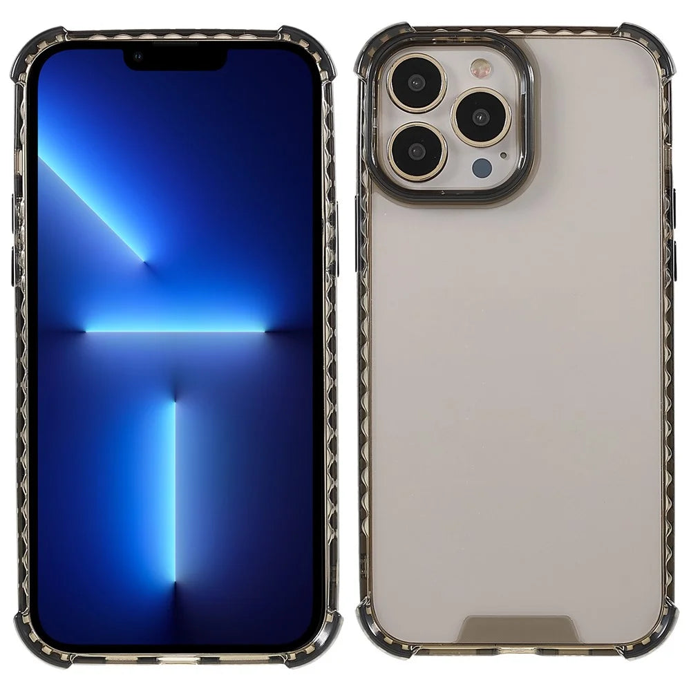 Enhanced Four Corners Crystal Clear Acrylic + TPU Phone Cover Case for iPhone 13 Pro 6.1 inch - Black - 1