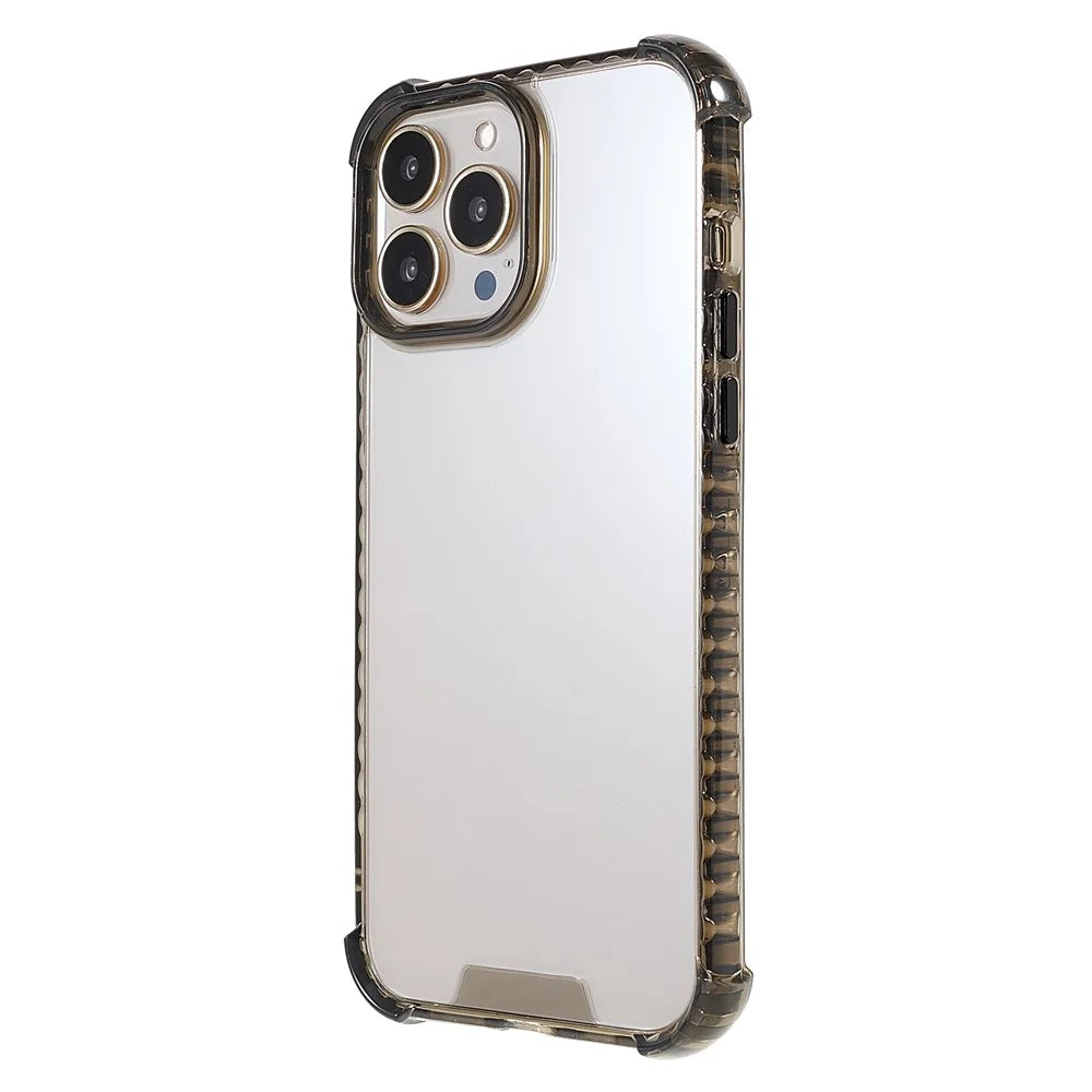 Enhanced Four Corners Crystal Clear Acrylic + TPU Phone Cover Case for iPhone 13 Pro 6.1 inch - Black - 3