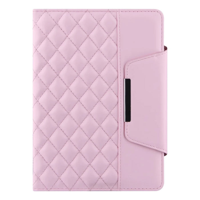Grids Embroidery Auto Wake / Sleep PU Leather Stand Wallet Tablet Cover Case with Pen Slot for iPad mini (2024) / mini (2021) - Pink - 2