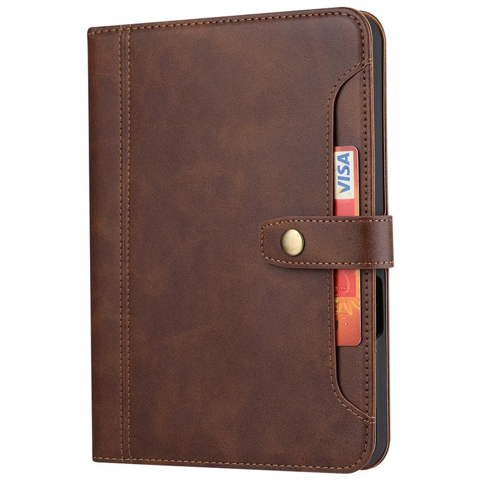 Multiple Card Slots Design Auto Wake / Sleep PU Leather Tablet Case with Stand and Wallet for iPad mini (2024) / mini (2021) - Brown - 2