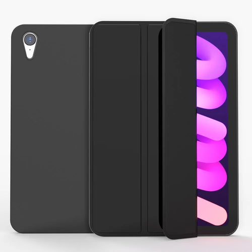 Tri-Fold Stand Design Drop-Resistant PU Leather Cover Inner TPU Tablet Case Shell for iPad mini (2024) / mini (2021) - Black - 1