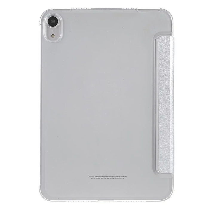 Silk Texture Origami Stand PU Leather Cover + Hard PC Back Panel Tablet Cover Case for iPad mini (2024) / mini (2021) - Silver - 3
