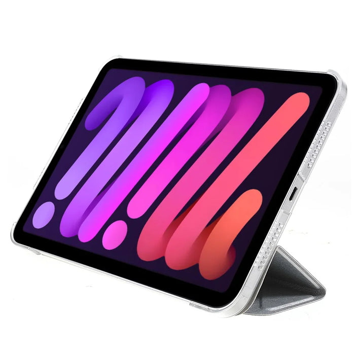 Silk Texture Origami Stand PU Leather Cover + Hard PC Back Panel Tablet Cover Case for iPad mini (2024) / mini (2021) - Silver - 4