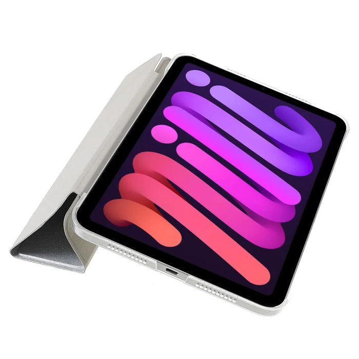 Silk Texture Origami Stand PU Leather Cover + Hard PC Back Panel Tablet Cover Case for iPad mini (2024) / mini (2021) - Silver - 6