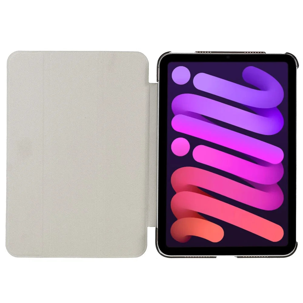Silk Texture Anti-Fall Shockproof Trifold Stand PU Leather + PC Tablet Case Cover for Apple iPad mini (2024) / mini (2021) - Black - 4
