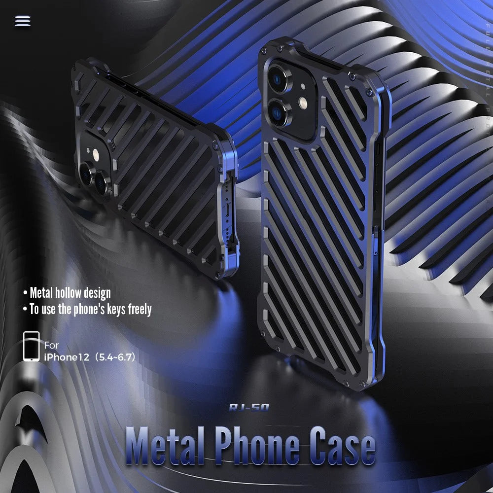 R-JUST RJ-50 Aluminum Alloy Metal Frame Anti-scratch Strong Anti-fall Hollow Protective Case with Lens Protector for iPhone 12 6.1 inch inch - 3