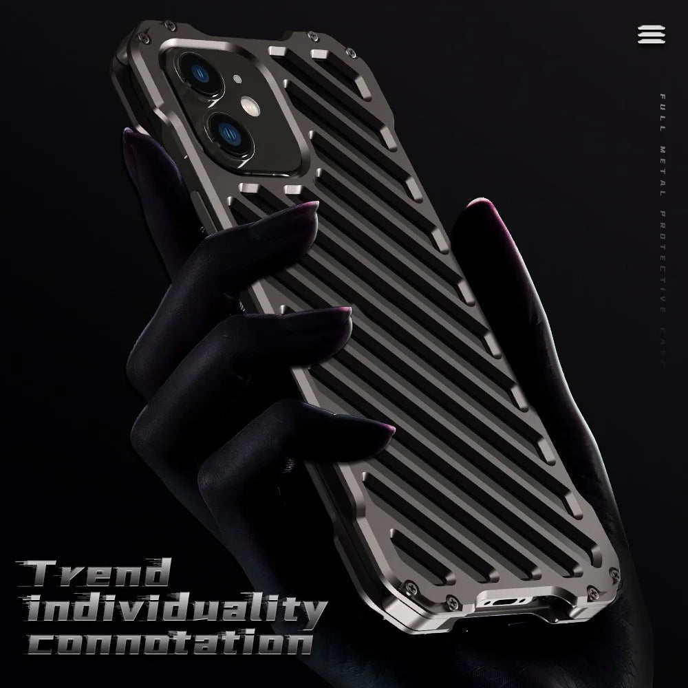 R-JUST RJ-50 Aluminum Alloy Metal Frame Anti-scratch Strong Anti-fall Hollow Protective Case with Lens Protector for iPhone 12 6.1 inch inch - 6