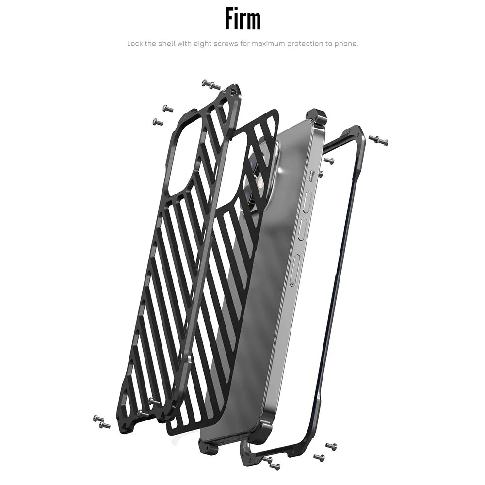 R-JUST RJ-50 Aluminum Alloy Metal Frame Shockproof Hollow Well-protected Case with Lens Protector for iPhone 12 Pro 6.1 inch - 5