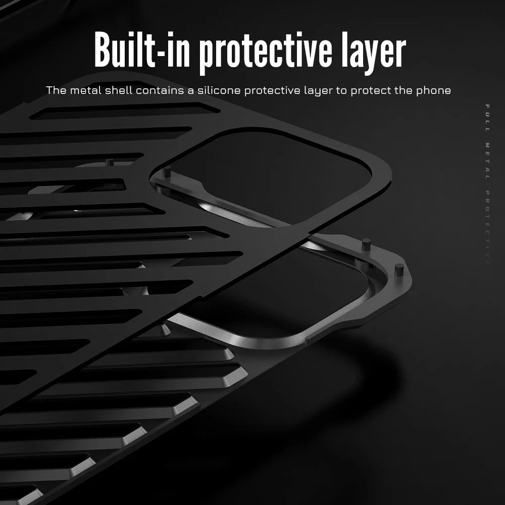 R-JUST RJ-50 Scratch-resistant Stylish Aluminum Alloy Metal Frame Hollow Well-protected Case with Lens Protector for iPhone 12 Pro Max 6.7 inch - 3