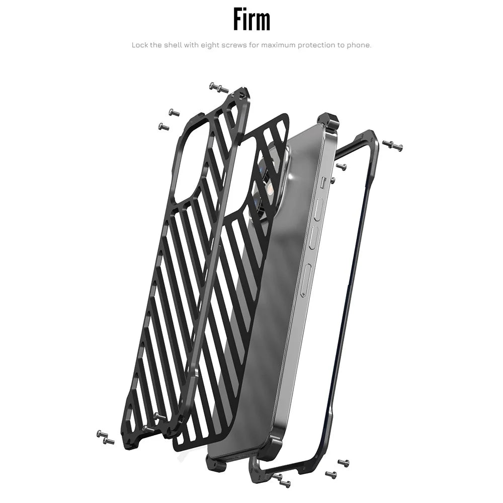 R-JUST RJ-50 Scratch-resistant Stylish Aluminum Alloy Metal Frame Hollow Well-protected Case with Lens Protector for iPhone 12 Pro Max 6.7 inch - 5