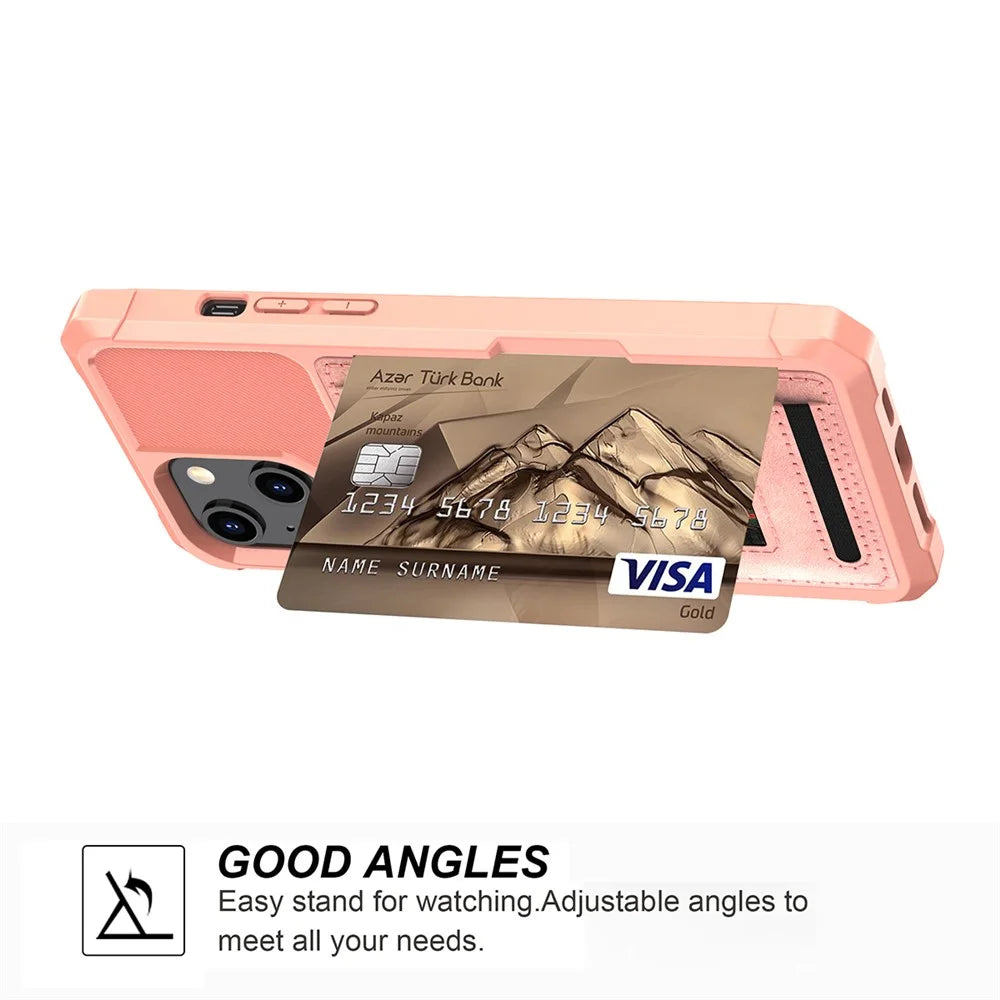 ZM06 Anti-fall Well-protected PU Leather + TPU Card Slot Design Case with Elastic Finger Strap for iPhone 13 mini 5.4 inch - Rose Gold - 5