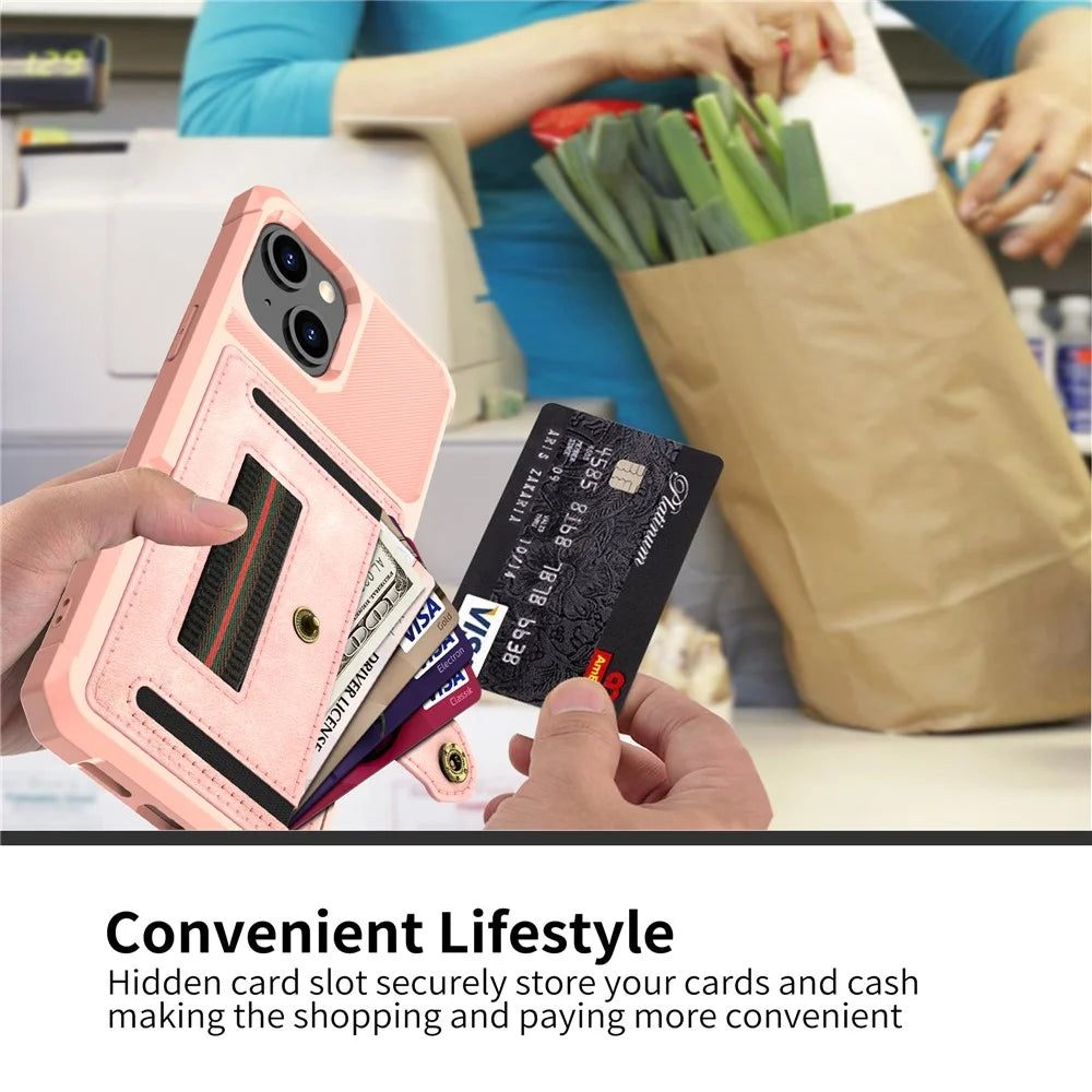 ZM06 Anti-fall Well-protected PU Leather + TPU Card Slot Design Case with Elastic Finger Strap for iPhone 13 mini 5.4 inch - Rose Gold - 7