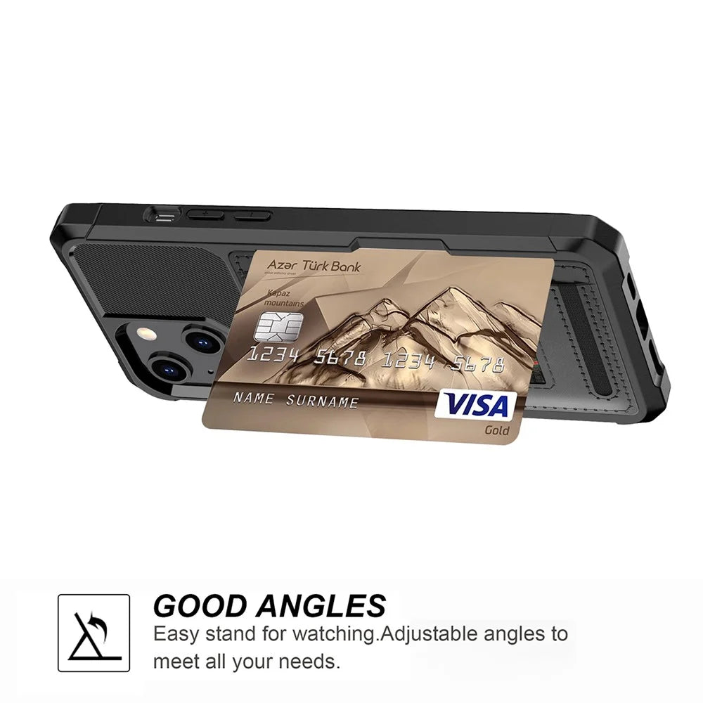 ZM06 PU Leather + TPU Anti-scratch Card Slot Design Case with Elastic Finger Strap for iPhone 13 6.1 inch - Black - 5