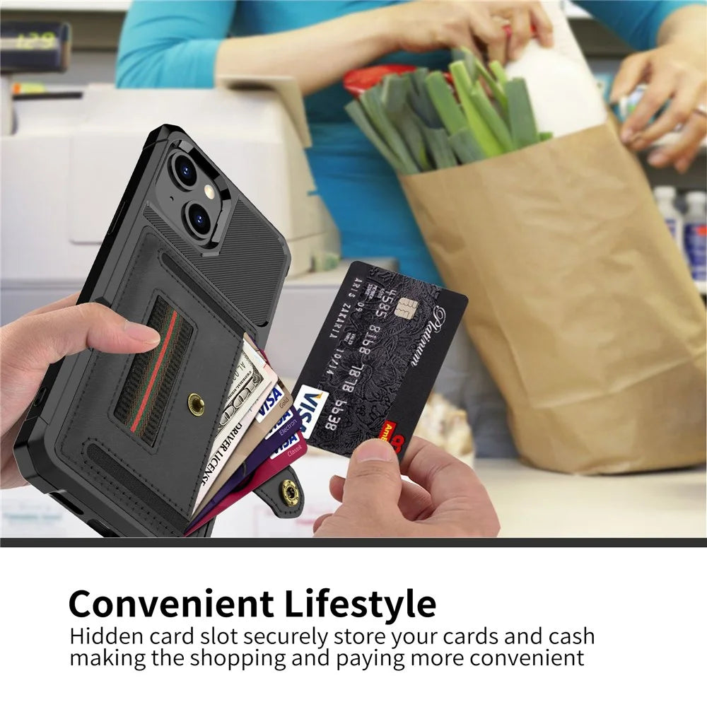 ZM06 PU Leather + TPU Anti-scratch Card Slot Design Case with Elastic Finger Strap for iPhone 13 6.1 inch - Black - 7