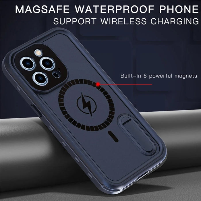 REDPEPPER IP68 Waterproof Case with Kickstand for iPhone 13 Pro 6.1 inch Magsafe Magnetic Charging - Black - 6