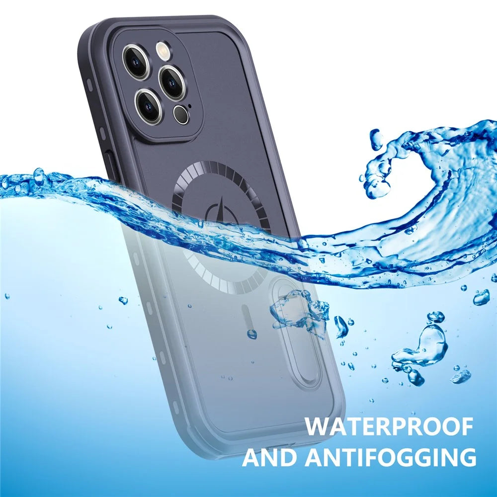 REDPEPPER Kickstand PC+TPU Shockproof IP68 Waterproof Case with Lanyard for iPhone 13 Pro Max 6.7 inch Compatible with Magsafe Magnetic Charging - Black - 3
