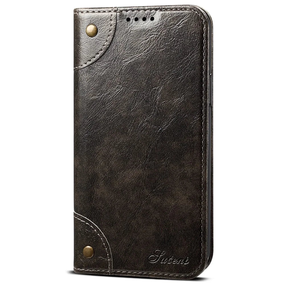 SUTENI 055 Series Automatic Closing Protective Cover with Wallet and Stand PU Leather+TPU Case for iPhone 11 6.1 inch - Black - 2