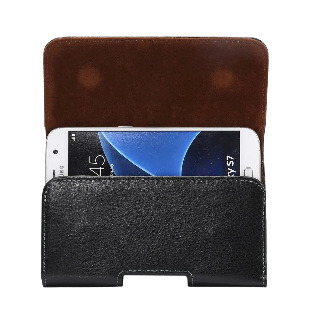 Genuine Leather Belt Clip Case Holster Pouch for iPhone 8 / Samsung Galaxy S7 - 1