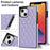 Phone Cover Soft TPU+Microfiber Leather Phone Back Case with Shoulder Strap for iPhone 13 6.1 inch - Purple - 6