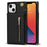 PU Leather Kickstand Phone Shell Anti-fall Shoulder Bag Zippered Wallet Pouch with Shoulder Strap for iPhone 13 6.1 inch - Black - 1