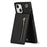 PU Leather Kickstand Phone Shell Anti-fall Shoulder Bag Zippered Wallet Pouch with Shoulder Strap for iPhone 13 6.1 inch - Black - 2