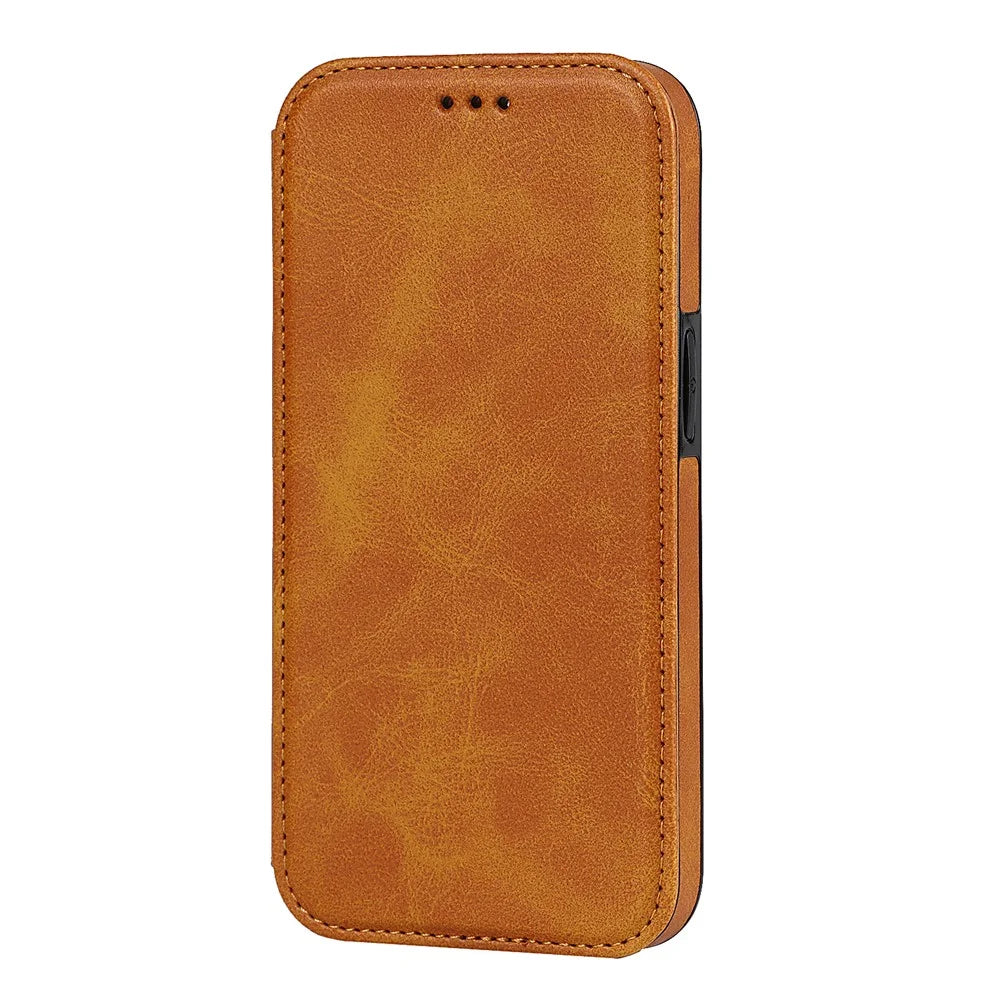 Jazz Series PU Leather + TPU Magnetic Auto-absorbed Stand Phone Cover Case with Card Holder for iPhone 13 Pro 6.1 inch - Khaki - 2