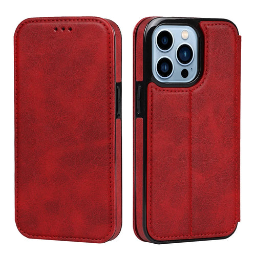 Jazz Series PU Leather Card Slots Magnetic Auto Closure Phone Cover Case with Foldable Stand for iPhone 11 Pro Max 6.5 inch - Red - 1