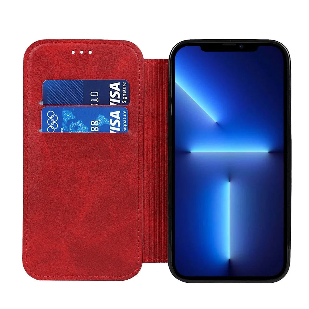 Jazz Series PU Leather Card Slots Magnetic Auto Closure Phone Cover Case with Foldable Stand for iPhone 11 Pro Max 6.5 inch - Red - 4